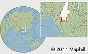 Savanna Style Location Map of Salingyi, highlighted parent region, hill shading