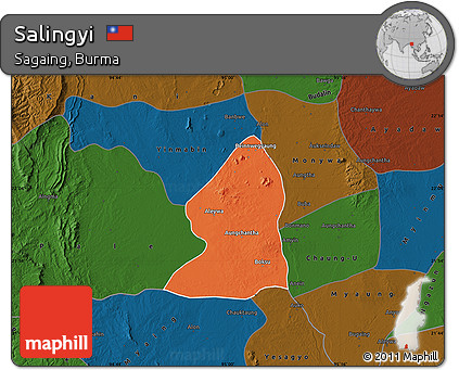 Political Map of Salingyi, darken