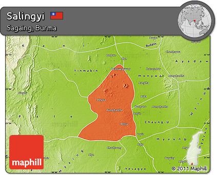 Political Map of Salingyi, physical outside