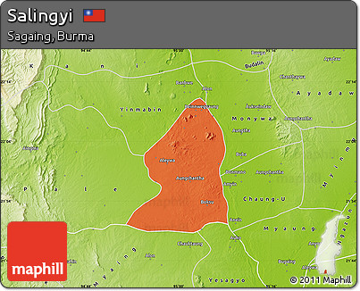 Political Map of Salingyi, physical outside
