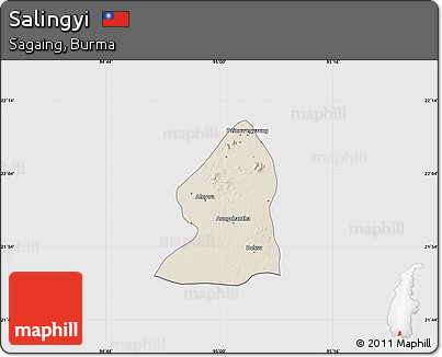 Shaded Relief Map of Salingyi, cropped outside