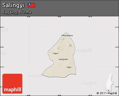 Shaded Relief Map of Salingyi, cropped outside