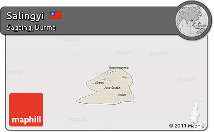 Shaded Relief Panoramic Map of Salingyi, cropped outside