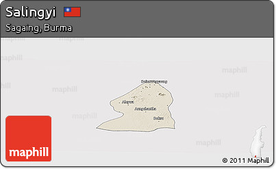 Shaded Relief Panoramic Map of Salingyi, cropped outside