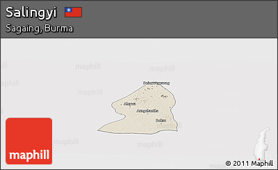 Shaded Relief Panoramic Map of Salingyi, cropped outside