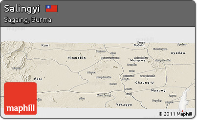 Shaded Relief Panoramic Map of Salingyi