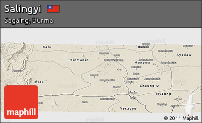 Shaded Relief Panoramic Map of Salingyi