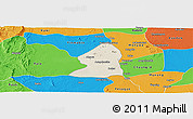 Shaded Relief Panoramic Map of Salingyi, political outside