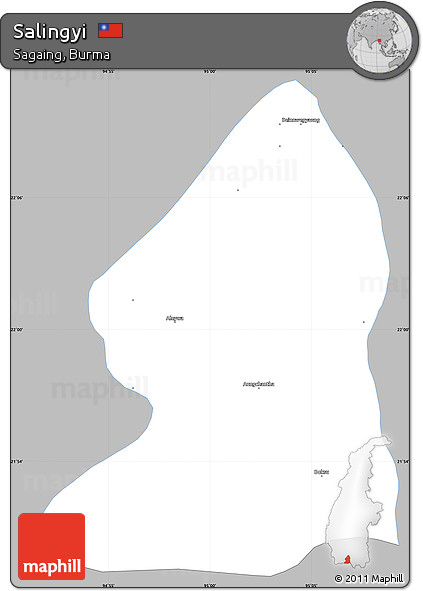 Gray Simple Map of Salingyi, single color outside