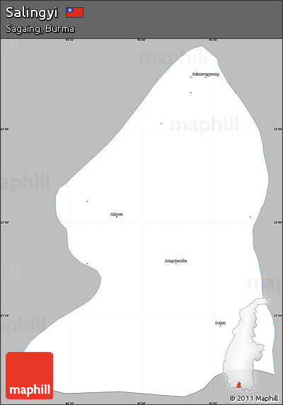 Gray Simple Map of Salingyi, single color outside