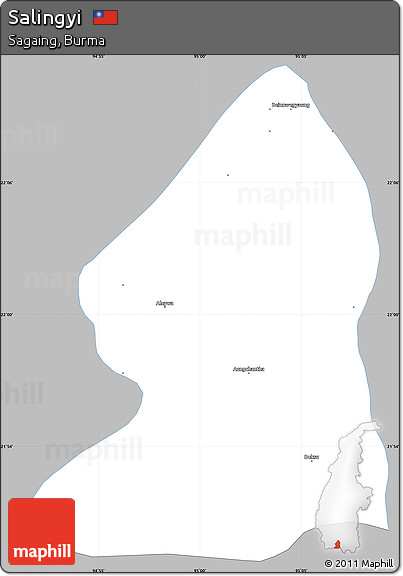 Gray Simple Map of Salingyi, single color outside