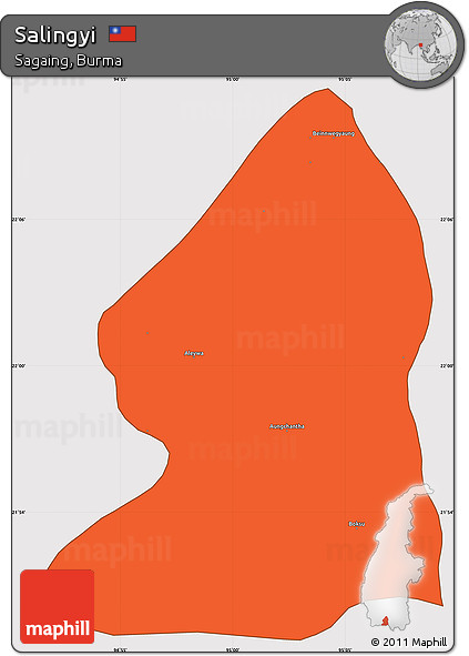 Political Simple Map of Salingyi, cropped outside