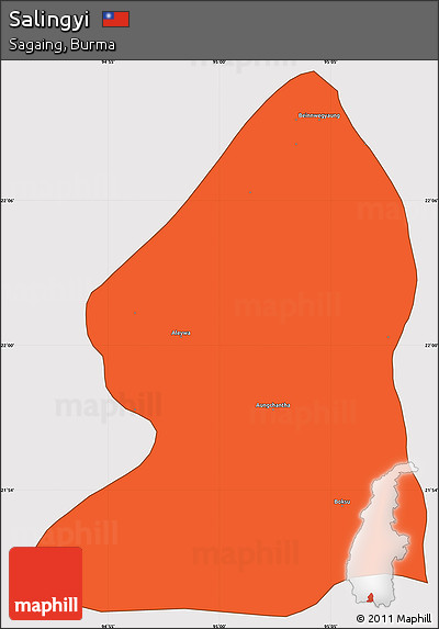 Political Simple Map of Salingyi, cropped outside