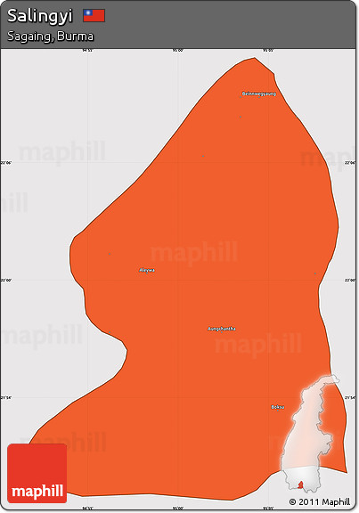 Political Simple Map of Salingyi, cropped outside