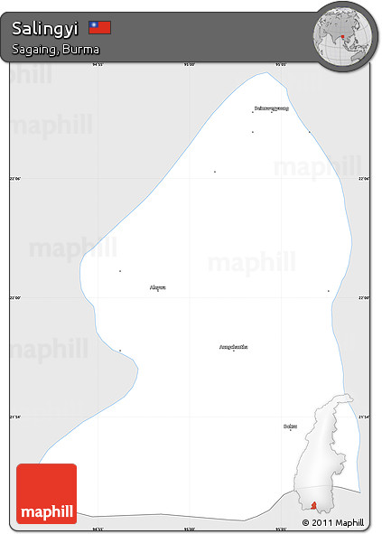 Silver Style Simple Map of Salingyi, single color outside