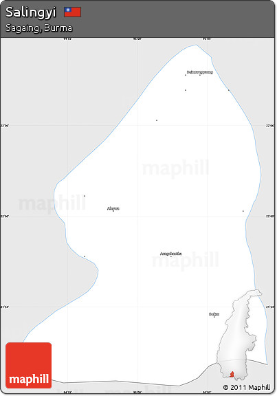 Silver Style Simple Map of Salingyi, single color outside