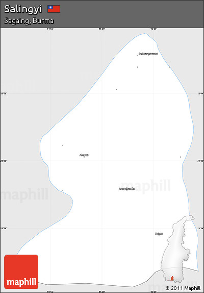 Silver Style Simple Map of Salingyi, single color outside