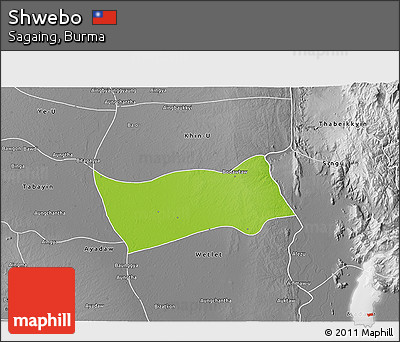 Physical 3D Map of Shwebo, desaturated