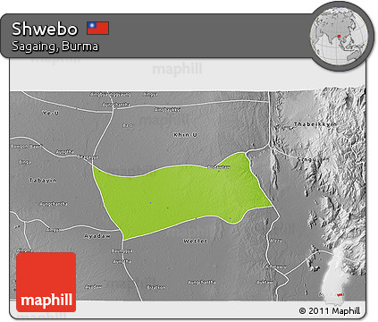 Physical 3D Map of Shwebo, desaturated