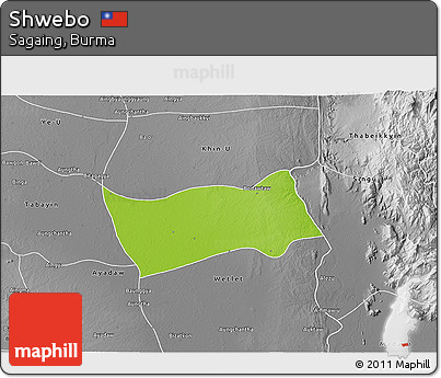 Physical 3D Map of Shwebo, desaturated