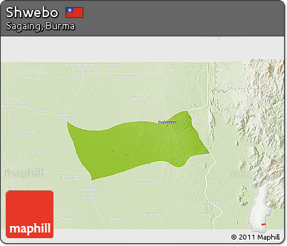 Physical 3D Map of Shwebo, lighten