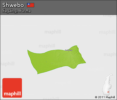 Physical 3D Map of Shwebo, single color outside