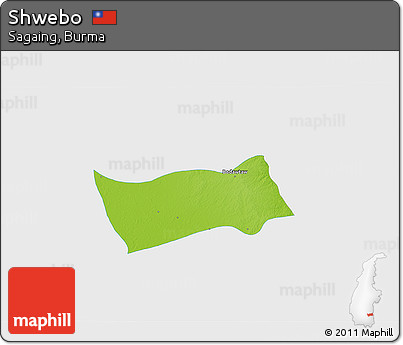 Physical 3D Map of Shwebo, single color outside