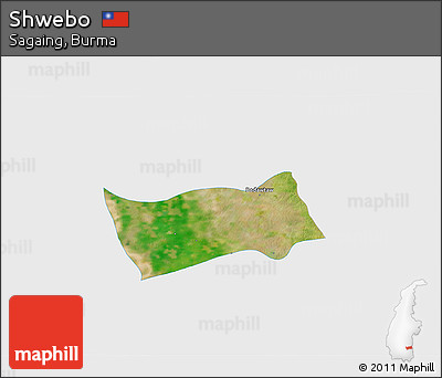 Satellite 3D Map of Shwebo, single color outside
