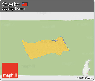 Savanna Style 3D Map of Shwebo, single color outside
