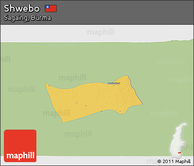 Savanna Style 3D Map of Shwebo, single color outside