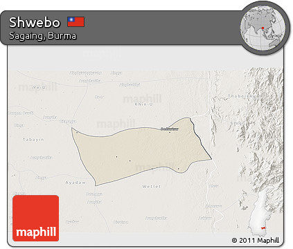 Shaded Relief 3D Map of Shwebo, lighten