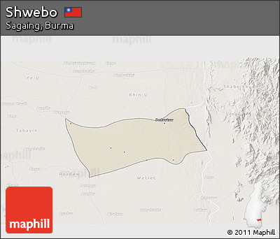 Shaded Relief 3D Map of Shwebo, lighten