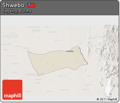 Shaded Relief 3D Map of Shwebo, lighten