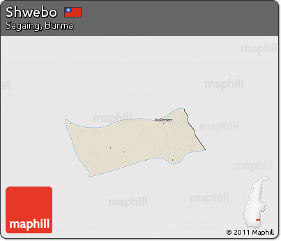 Shaded Relief 3D Map of Shwebo, single color outside