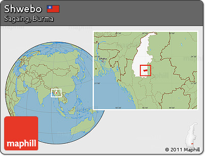 Savanna Style Location Map of Shwebo, highlighted parent region