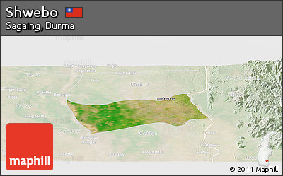 Satellite Panoramic Map of Shwebo, lighten