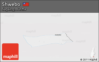 Silver Style Panoramic Map of Shwebo, single color outside