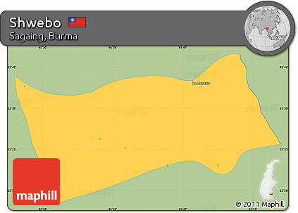 Savanna Style Simple Map of Shwebo, single color outside