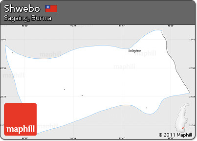 Silver Style Simple Map of Shwebo, single color outside