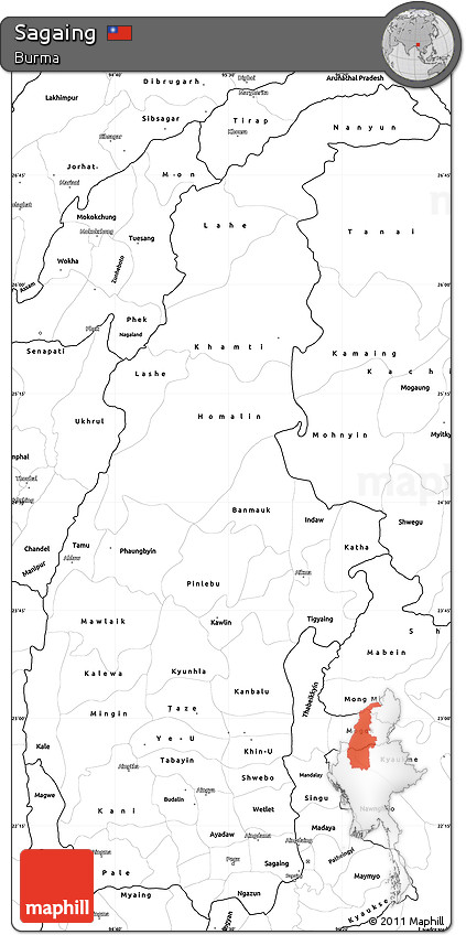 Blank Simple Map of Sagaing