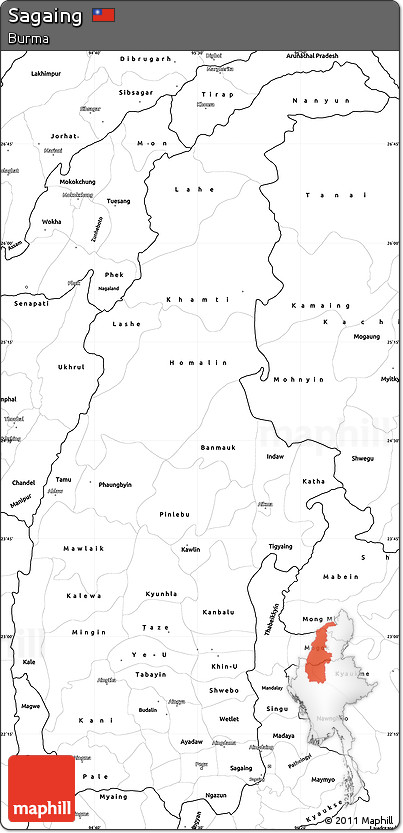 Blank Simple Map of Sagaing