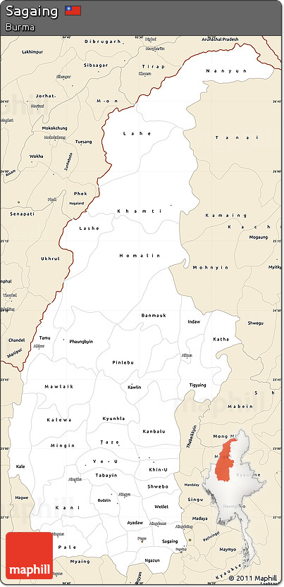 Classic Style Simple Map of Sagaing