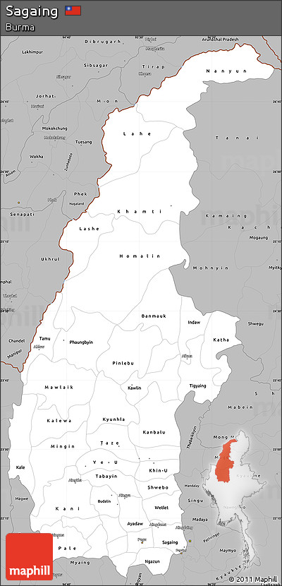 Gray Simple Map of Sagaing