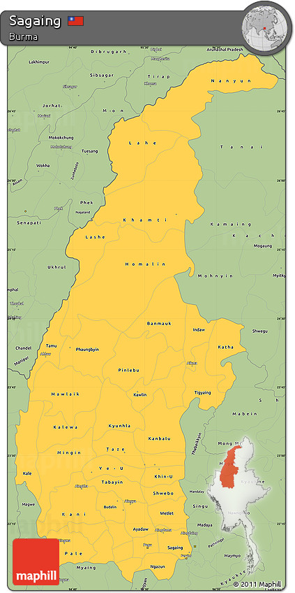 Savanna Style Simple Map of Sagaing