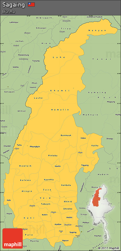 Savanna Style Simple Map of Sagaing