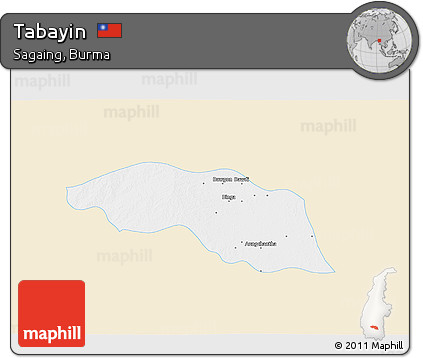 Classic Style 3D Map of Tabayin, single color outside