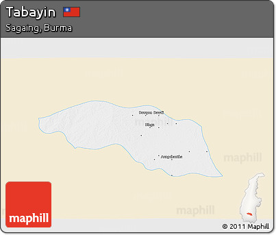Classic Style 3D Map of Tabayin, single color outside