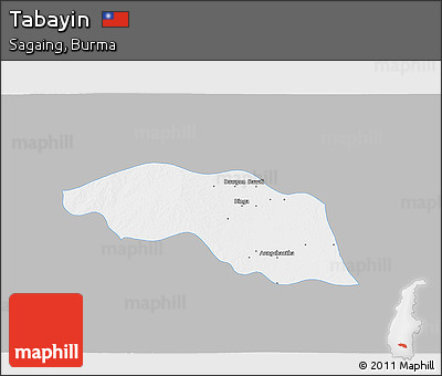 Gray 3D Map of Tabayin, single color outside