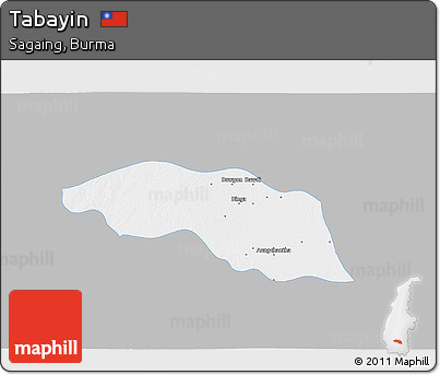 Gray 3D Map of Tabayin, single color outside