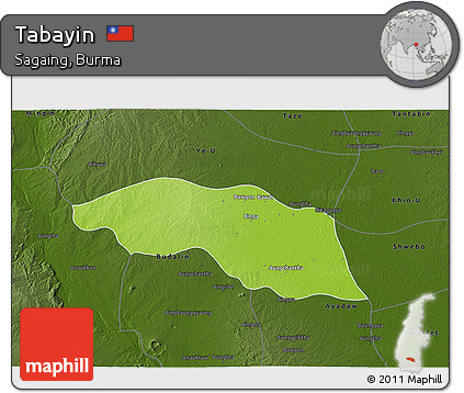 Physical 3D Map of Tabayin, darken